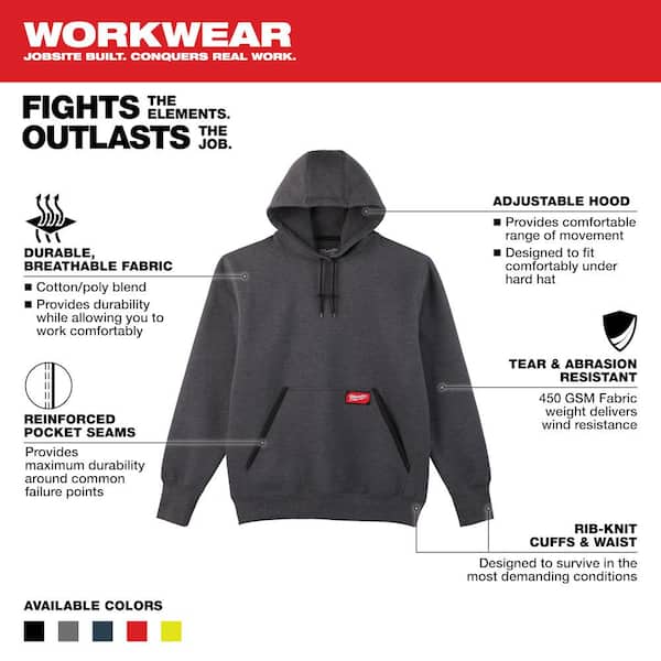 Men's Medium Gray Heavy-Duty Cotton/Polyester Long-Sleeve Pullover Hoodie