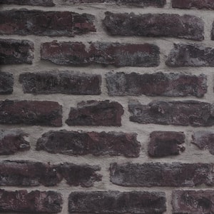 Industrial Brick Dark Grey and Red Vinyl Removable Peel and Stick Wallpaper