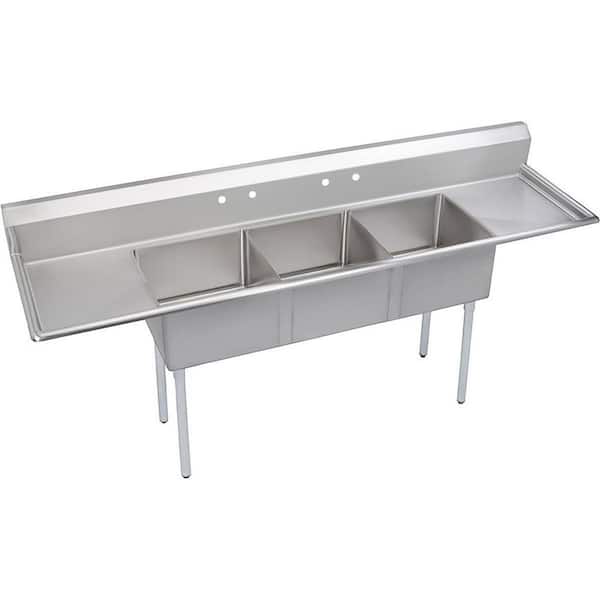Dependabilt 63 in. Freestanding Stainless Steel 3 Compartments Commercial Sink