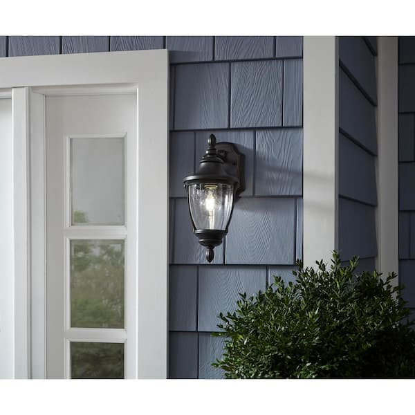 Home Decorators 1-Light Black Outdoor 6 in Wall Lantern Sconce w/Clear Glass 