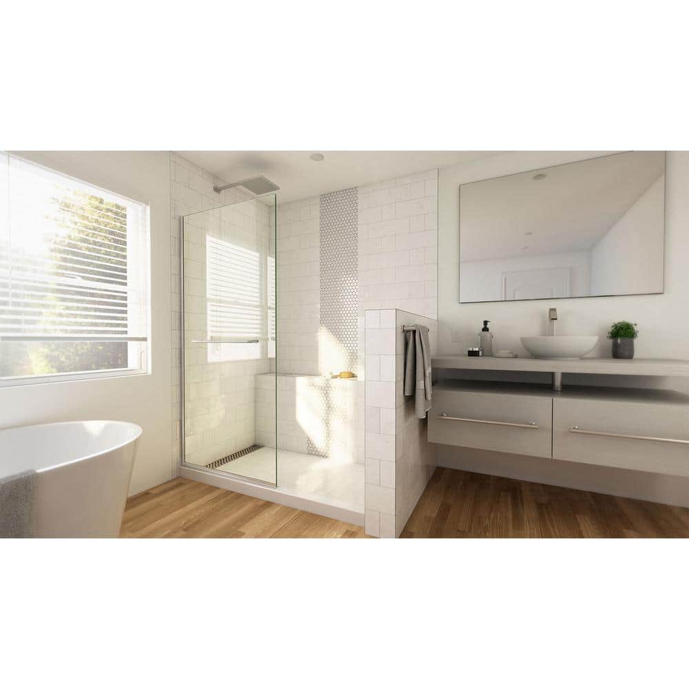 30" W x 72" H Frameless Brushed Nickel Shower Screen