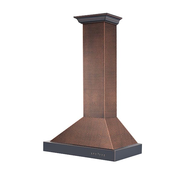 36 in. 400 CFM Convertible Wall Mount Range Hood in Hand Hammered Copper