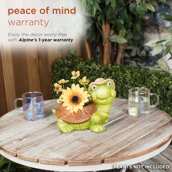 Alpine Corporation 7 in. Terracotta Clay Turtle Pot Planter for