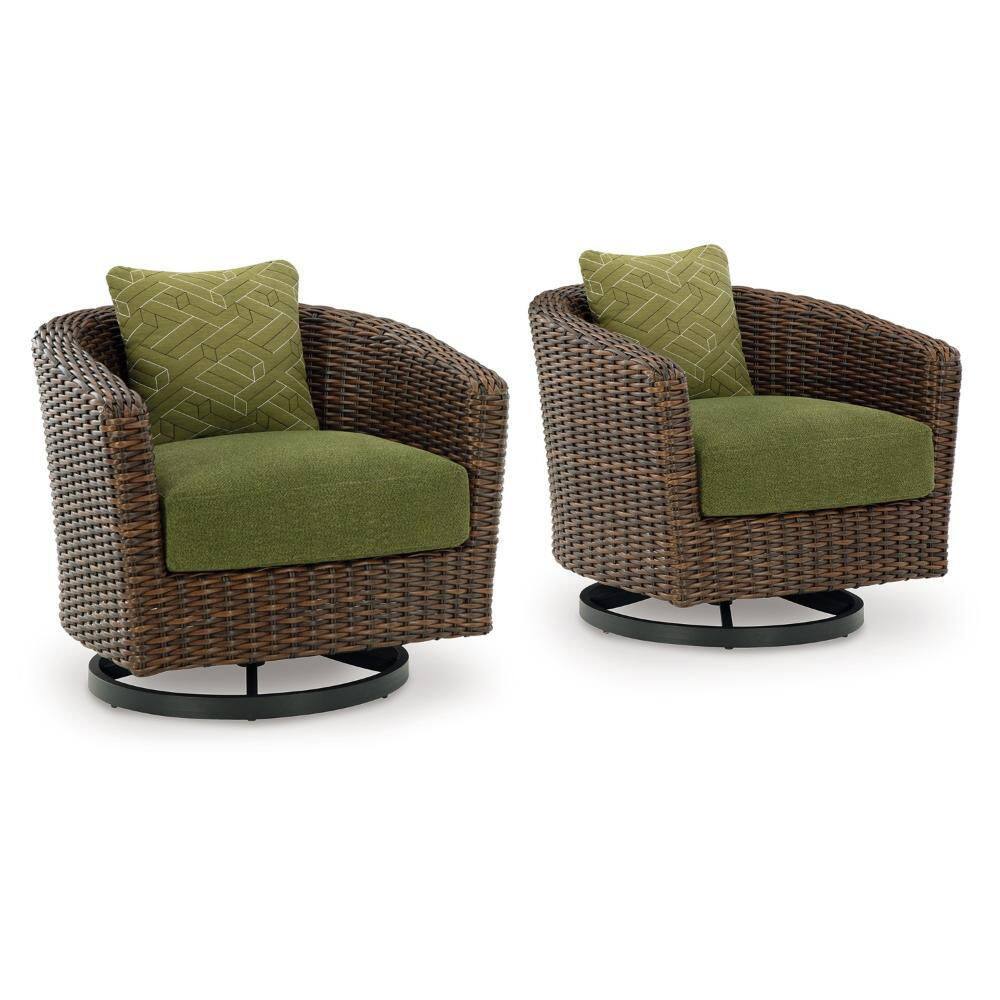 Izon Black, Gray and Brown Swivel Aluminum Outdoor Swivel Lounge Chair with Green Cushion with throw pillow price history on PriceWatchPro