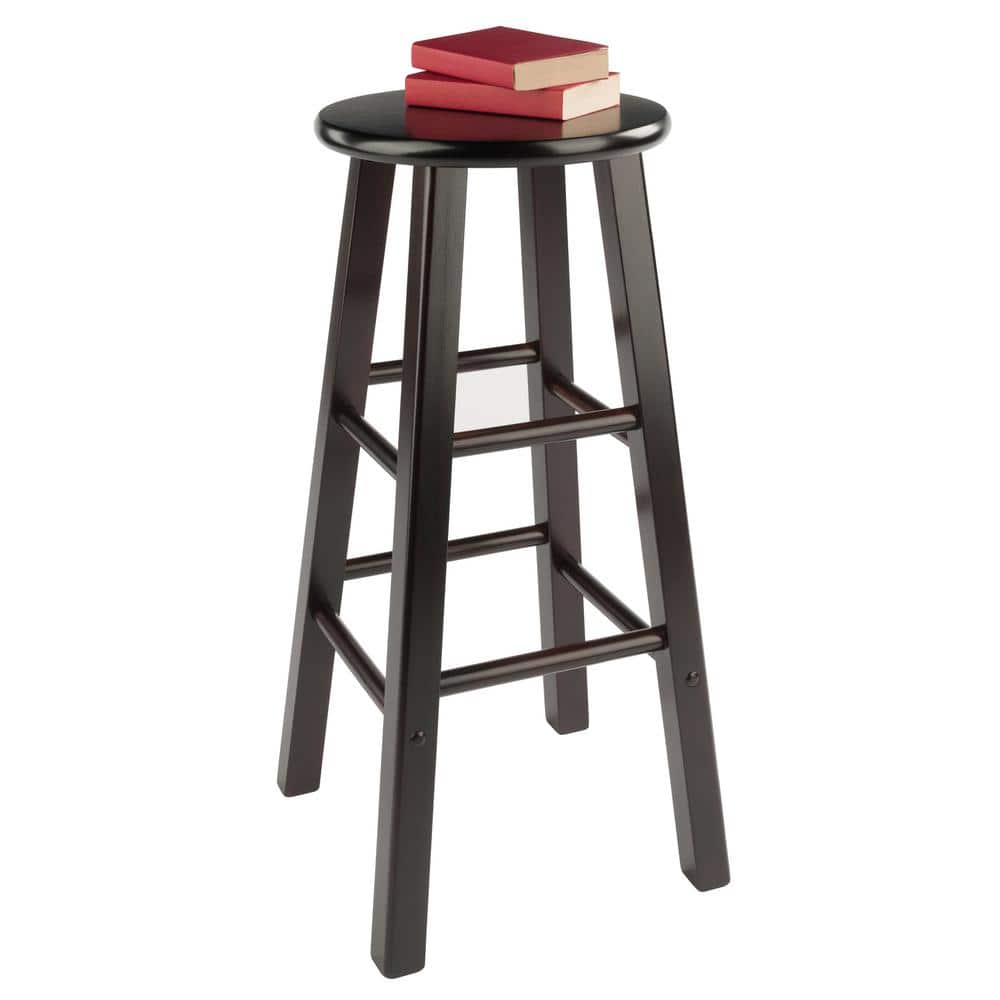 Espresso Industrial Solid Wood Bar Stools Set of 2