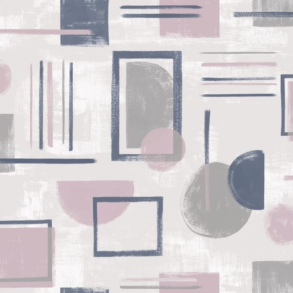 Pink Overlay 57 sq. ft. Easy to Remove Geometric Wallpaper Double Roll
