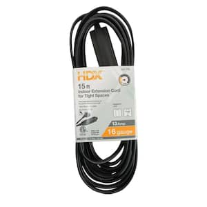 15 ft. 16/3 Light Duty Indoor Tight Space Black Extension Cord with Banana Tap