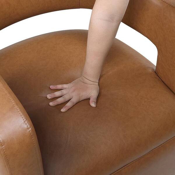 Lazzara Hammond Faux Leather Upholstery Camel Swivel Arm Chair