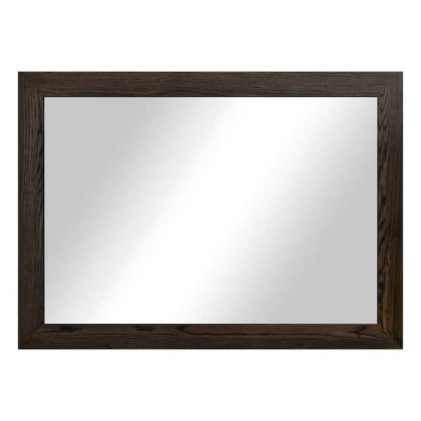 3 in Ebony Frame (42 in. W x 33 in. H) Oak Hardwood Rectangle Wall Mirror