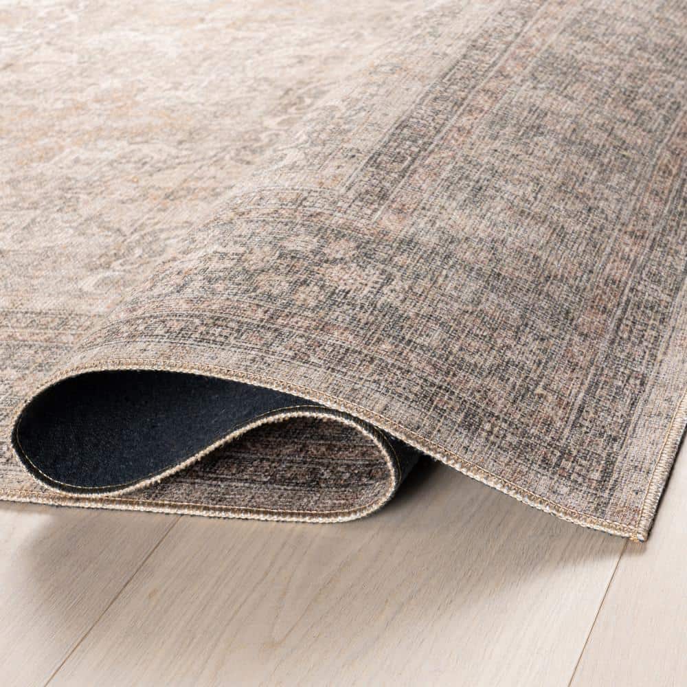 Hillstone Dark Beige Rectangular Synthetic Medallion Area Rug