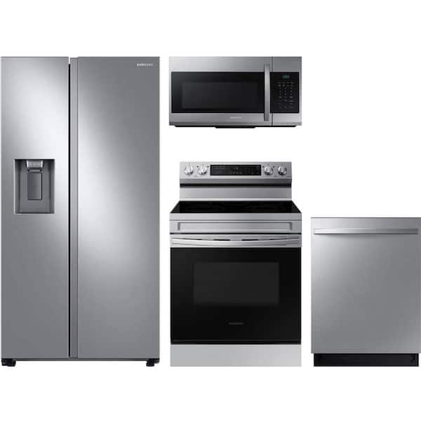 27.4 cu. ft. Standard Depth Side by Side Refrigerator with 5 Element Electric Range and Dishwasher with 3rd Rack
