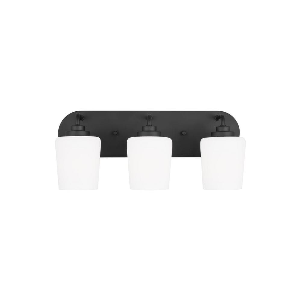 Windom Midnight Black 3-Light Dimmable Vanity with Etched Glass