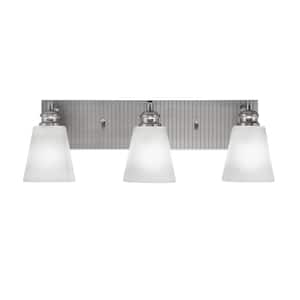 Albany 22.5 in. 3-Light Brushed Nickel Vanity Light with Square White Muslin Glass Shades