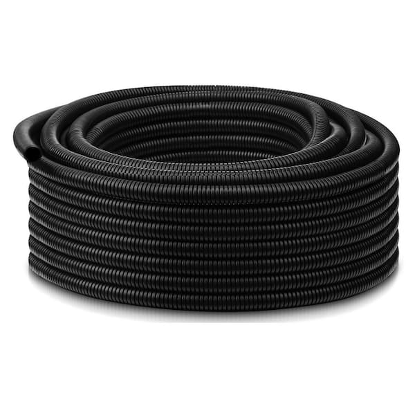 1/2 in. x 50 ft. Flame Retardant Wire Loom Flexible Conduit, High Temperature Split Tubing for Electrical Wires, Black