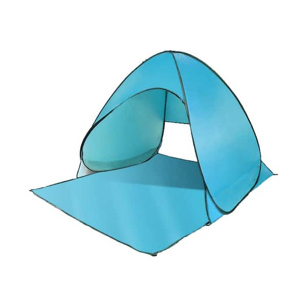 cenadinz 5.4 ft. x 4.9 ft. Green Pop Up Beach Tent Anti-UV and Waterproof Tent Canopy for 2/3 Man with Net Window Storage Bag