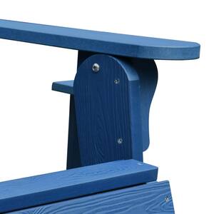 Blue High-Density Polyethylene Adirondack Chair for Patio Pool Deck Lawn and Garden