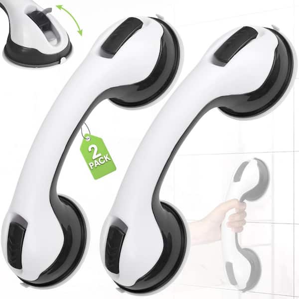 12 in. Removable Shower Grab Bars for Bathtubs w/ Suction Cup Heavy Duty Handle for Seniors and Handicap Safety, 2 Pack