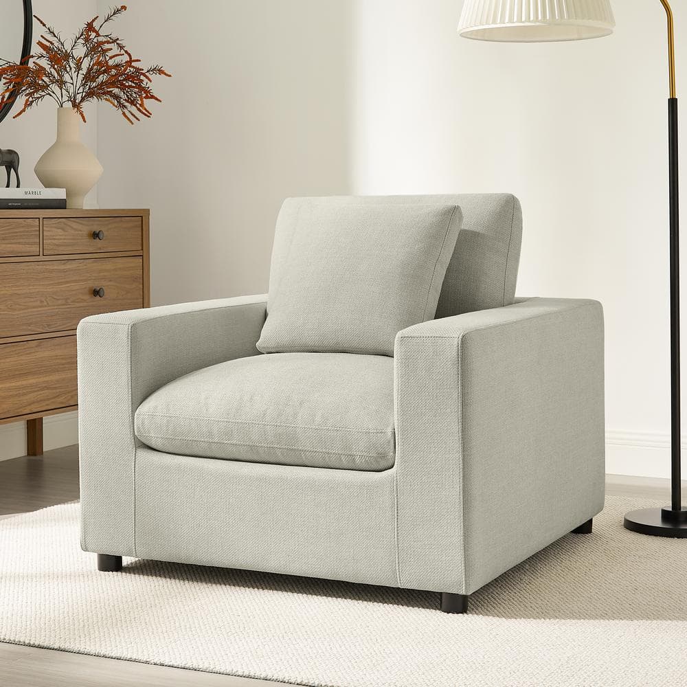Casella Beige Polyester Fabric Arm Chair