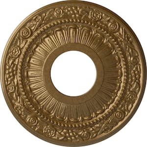 7/8 in. x 12-1/8 in. x 12-1/8 in. Polyurethane Nadia Ceiling Medallion, Pale Gold