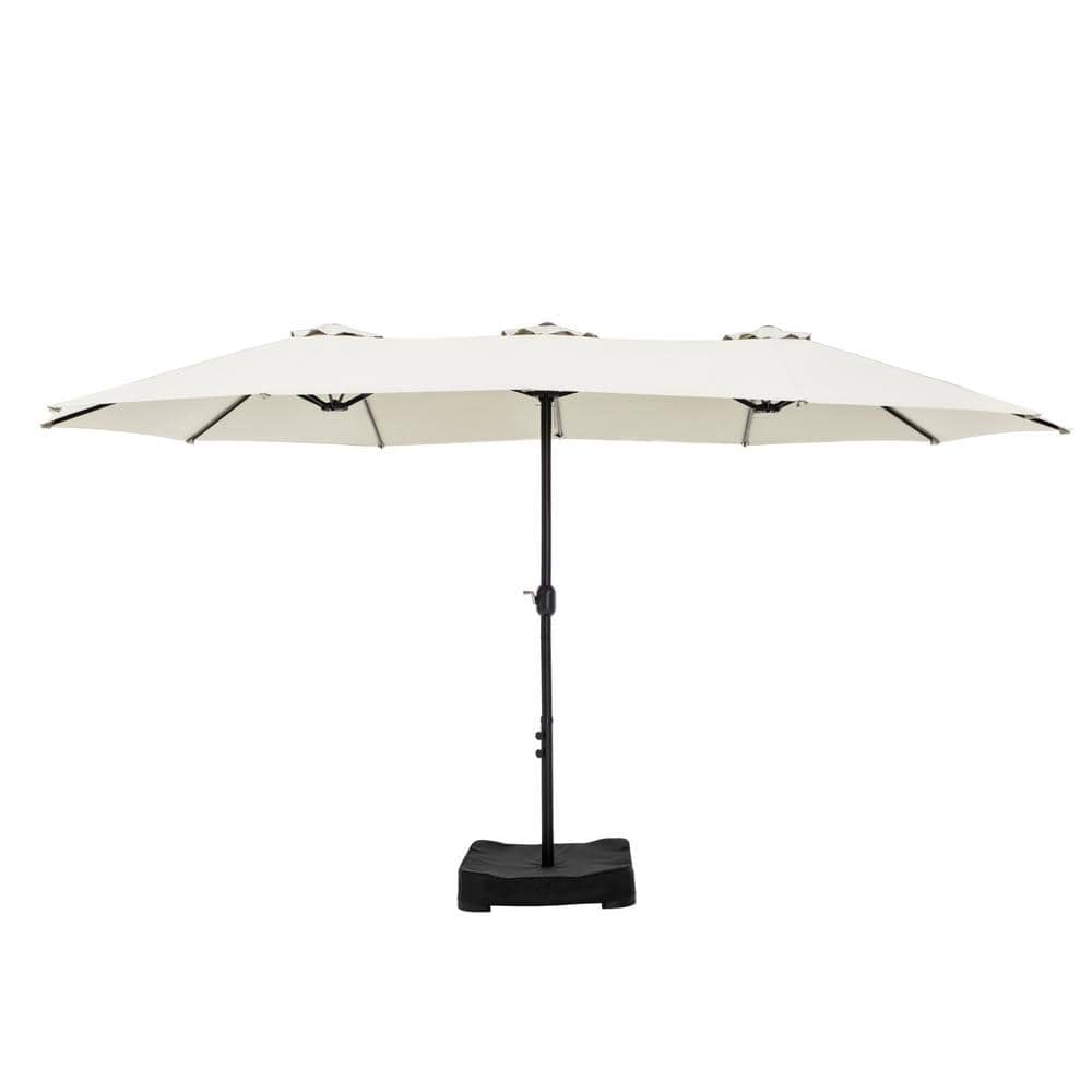 15 ft. Market Patio Umbrella 2-Side in Ivory White with Base and Sandbags price history on PriceWatchPro