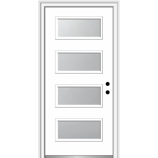 MMI Door 36 in. x 80 in. Celeste Left-Hand Inswing 4-Lite Frosted Glass Painted Steel Prehung Front Door on 4-9/16 in. Frame