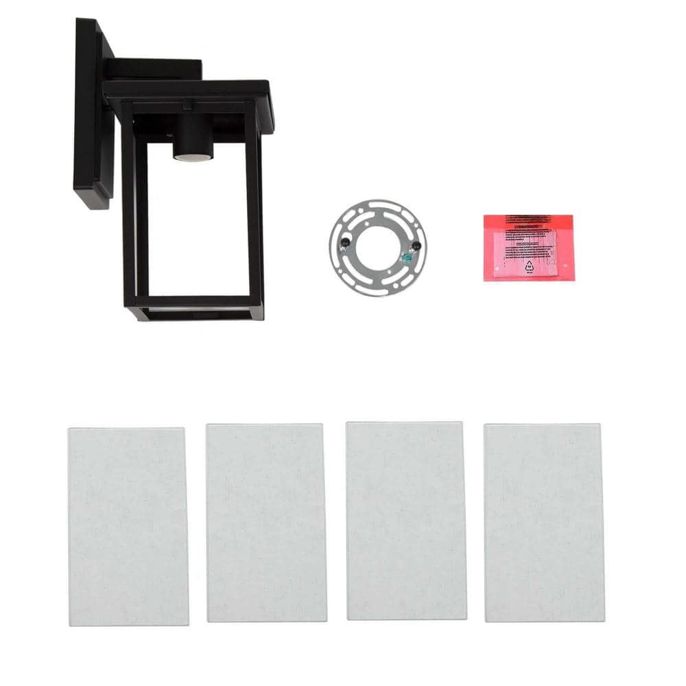 Matte Black Outdoor Lantern Sconce with Seeded Glass Shade