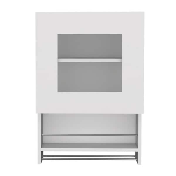 19.70 in. W x 13.20 in. D x 28.70 in. H Bathroom Storage Wall Cabinet in White with Towel Bar
