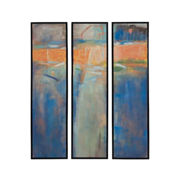 Titan Lighting 48 in. x 12 in. "Abstract In Three" Hand Painted Framed Canvas Wall Art (Set of 3)
