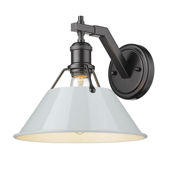 Golden Lighting Orwell 10 in. 1-Light Matte Black and Dusky Blue Wall Sconce