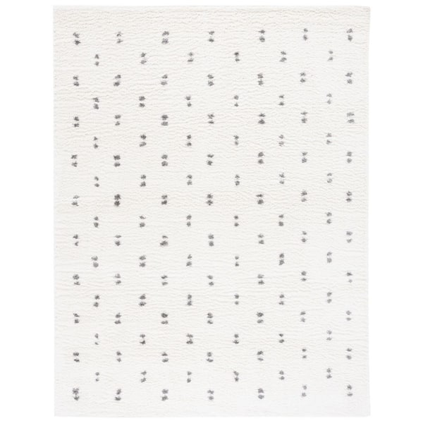 Berber Shag 9 ft. x 12 ft. Beige/Gray Linear Dotted Area Rug