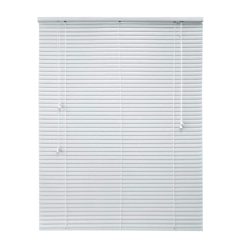 White Cordless Aluminum Mini Blinds for Windows with 1 in. Slats - 65 in. W