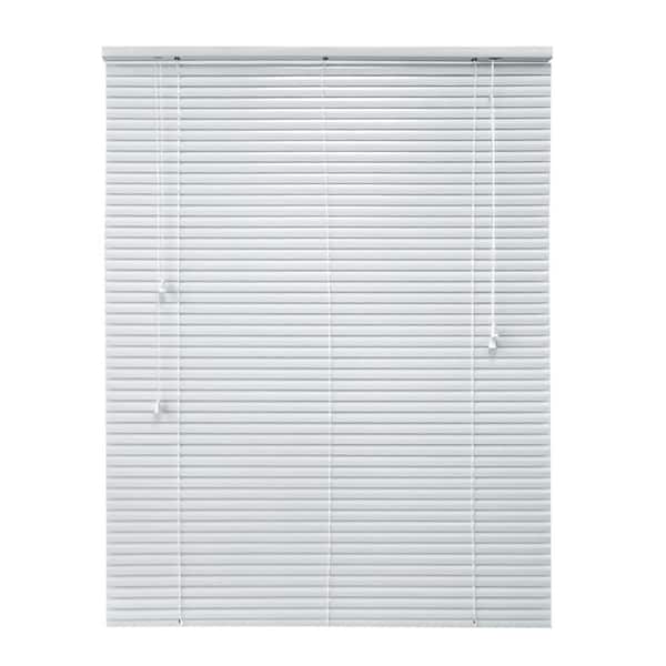 Unbranded White Cordless Aluminum Mini Blinds for Windows with 1 in. Slats - 60.5 in. W x 64 in. L(Actual Size 60 in. W x 64 in.L)