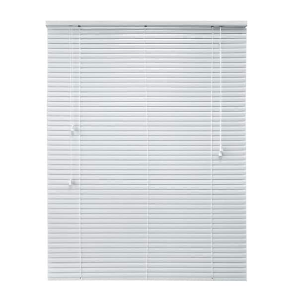 Unbranded White Cordless Aluminum Mini Blinds for Windows with 1 in. Slats - 61 in. W x 64 in. L(Actual Size 60.5 in. W x 64 in.L)