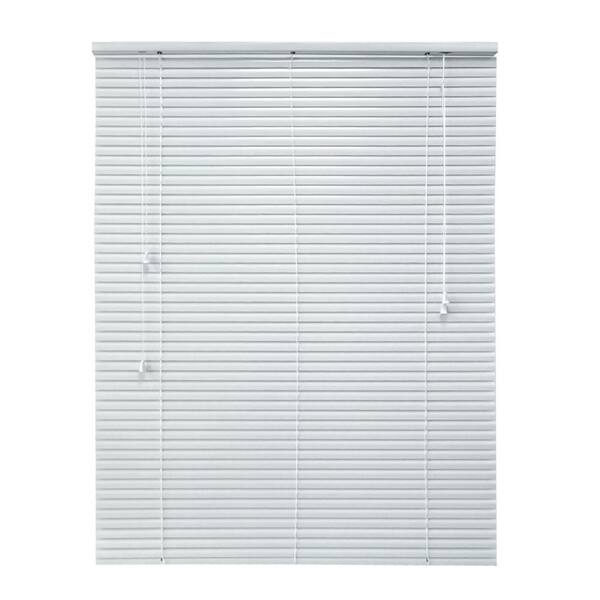Unbranded White Cordless Aluminum Mini Blinds for Windows with 1 in. Slats - 63 in. W x 64 in. L(Actual Size 62.5 in. W x 64 in.L)