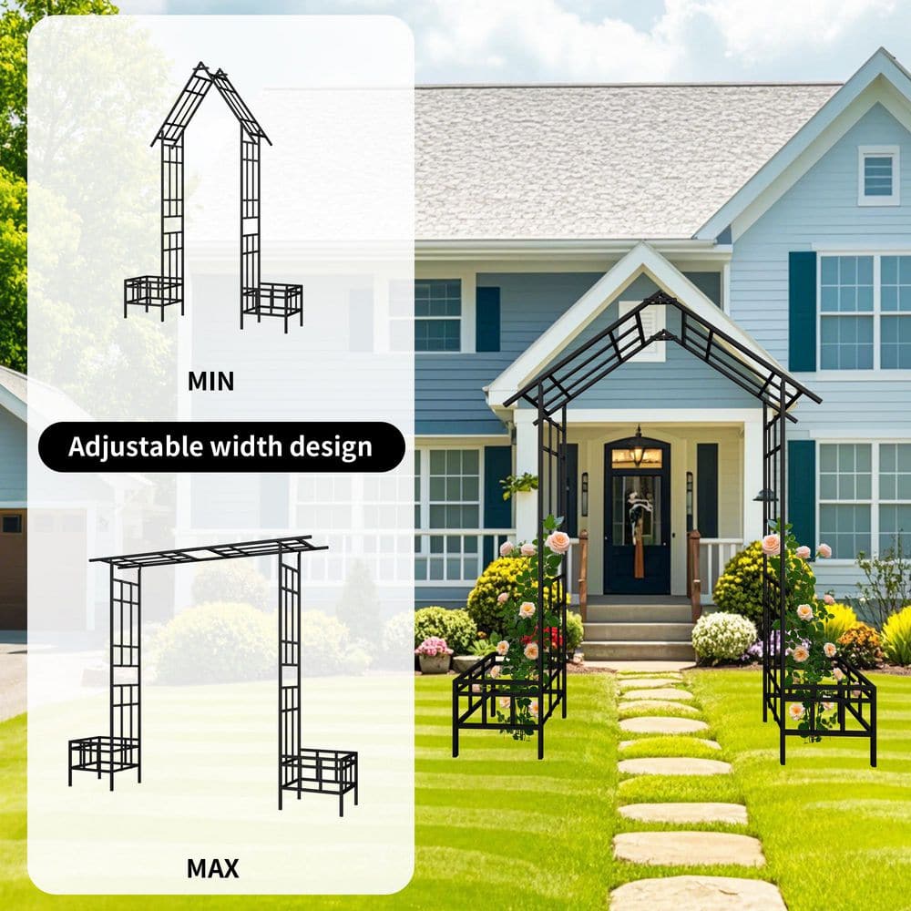 Metal Garden Trellis for Climbing Plants with Adjustable Width W68.11~W94