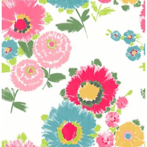 Essie Pink Painterly Floral Wallpaper Sample