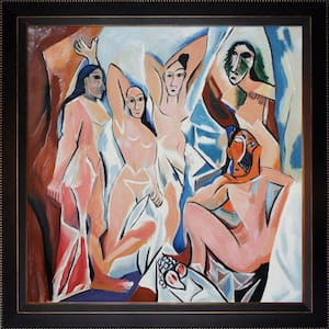 Les Demoiselles D'Avignon by Pablo Picasso Veine D'Or Bronze Angled Framed Oil Painting Art Print 29 in. x 29 in.