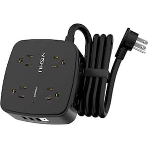 6 ft. 8-Outlets Surge Protector Power Strip with 3-USB and 1-USB-C Ports, ETL Listed in Black