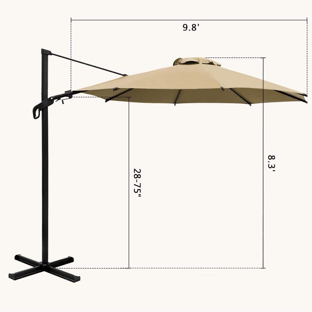 Vienna 10ft Brown Polyester Cantilever Umbrella with Steel Pole