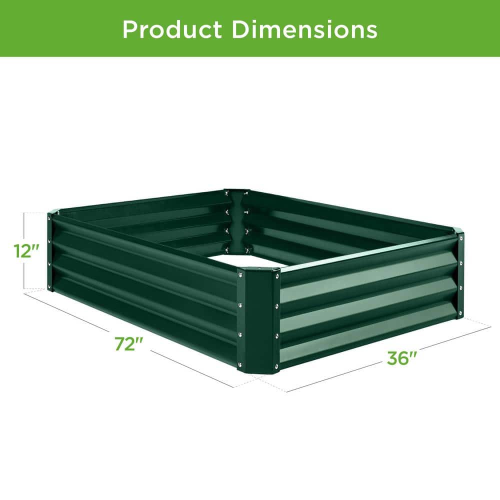 Dark Green Outdoor Steel Raised Garden Bed Planter Box
