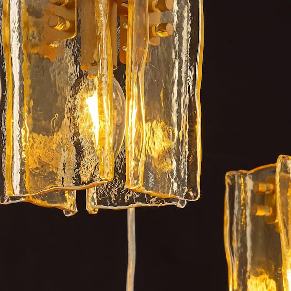 SILJOY Contemporary 5-Light Amber Glass Globe Chandelier Modern