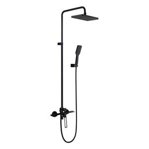 Single Handle 1-Spray Tub and Shower Faucet 1.8 GPM Wall Mount Exposed Shower System Set in. Matte Black Valve Included
