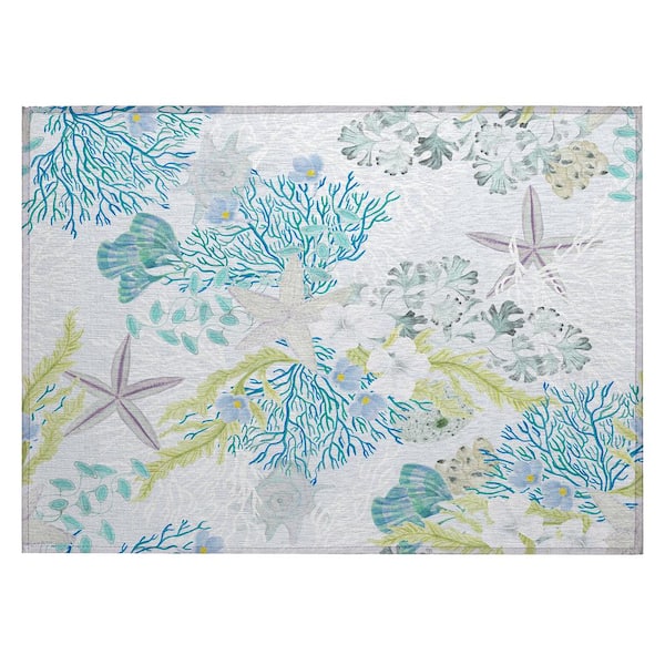 Surfside 1 ft. 8 in. x 2 ft. 6 in. Gray Geometric Indoor/Outdoor Area Rug