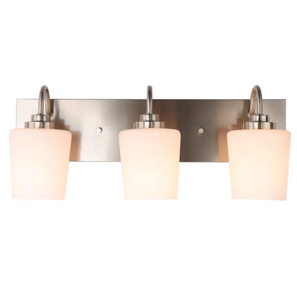 20 in. W 3-Light Silver Vanity Light for Bathroom, Modern Wall Lighting Over Mirror, E26, No Bulbs Included