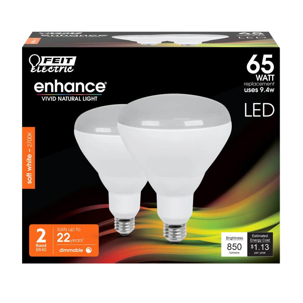 Feit Electric Soft White Dimmable LED Flood Light Bulbs 2-Pack