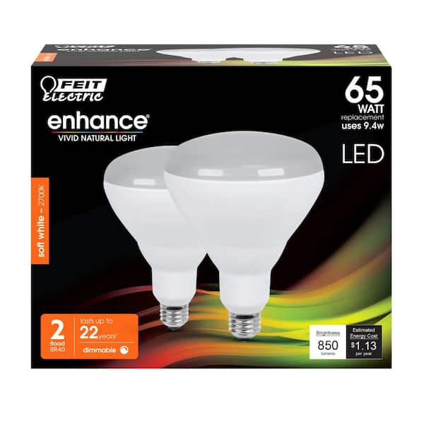 Feit Electric 65-Watt Equivalent BR40 Dimmable CEC Title 24 Compliant LED Energy Star 90+ CRI Flood Light Bulb, Soft White (2-Pack) Feit Electric 65-Watt Equivalent BR40 Dimmable CEC Title 24 Compliant LED Energy Star 90+ CRI Flood Light Bulb, Soft White (2-Pack)