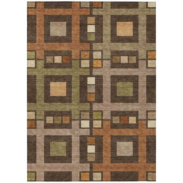 Chantille Machine Washable Indoor/Outdoor Abstract ACN2889 Chocolate 5 ft. x 7 ft. 6 in. Area Rug