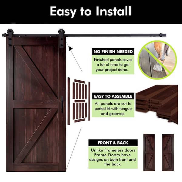 ★CARLYN★ Door 4colors H70303010 HOMACER 42 in. x 84 in. K-Frame Red Mahogany Solid Pine Wood