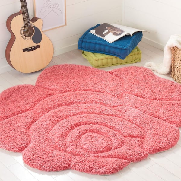 Novelty 3 ft. x 3 ft. Fuchsia/Pink Floral Specialty Area Rug