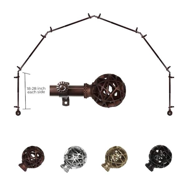 13/16" Leanette 6-Sided Bay Window Curtain Rod (18-28 inch each side)-Cocoa